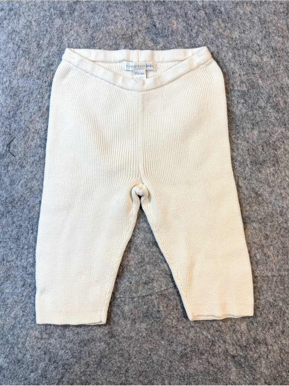 Pottery Barn Kids Cream Knit Organic Cotton Baby Pants 6-12 months Soft